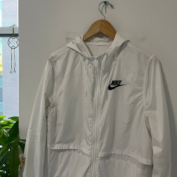 Nike White Woven Windbreaker Jacket Size Medium - Picture 4 of 8